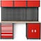 Chery Industrial Storage Cabinet, Multifunctional Steel Garage Storage Cabinet W/ Doors, Sliding Drawers Red 3 Pcs JINWB108CRD01 - alternate 1